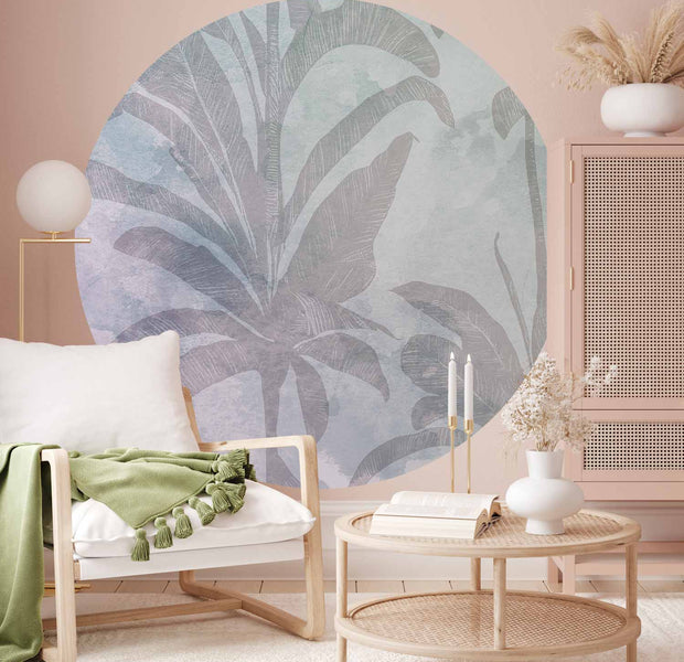 Round Wall Mural - Misty Tropics