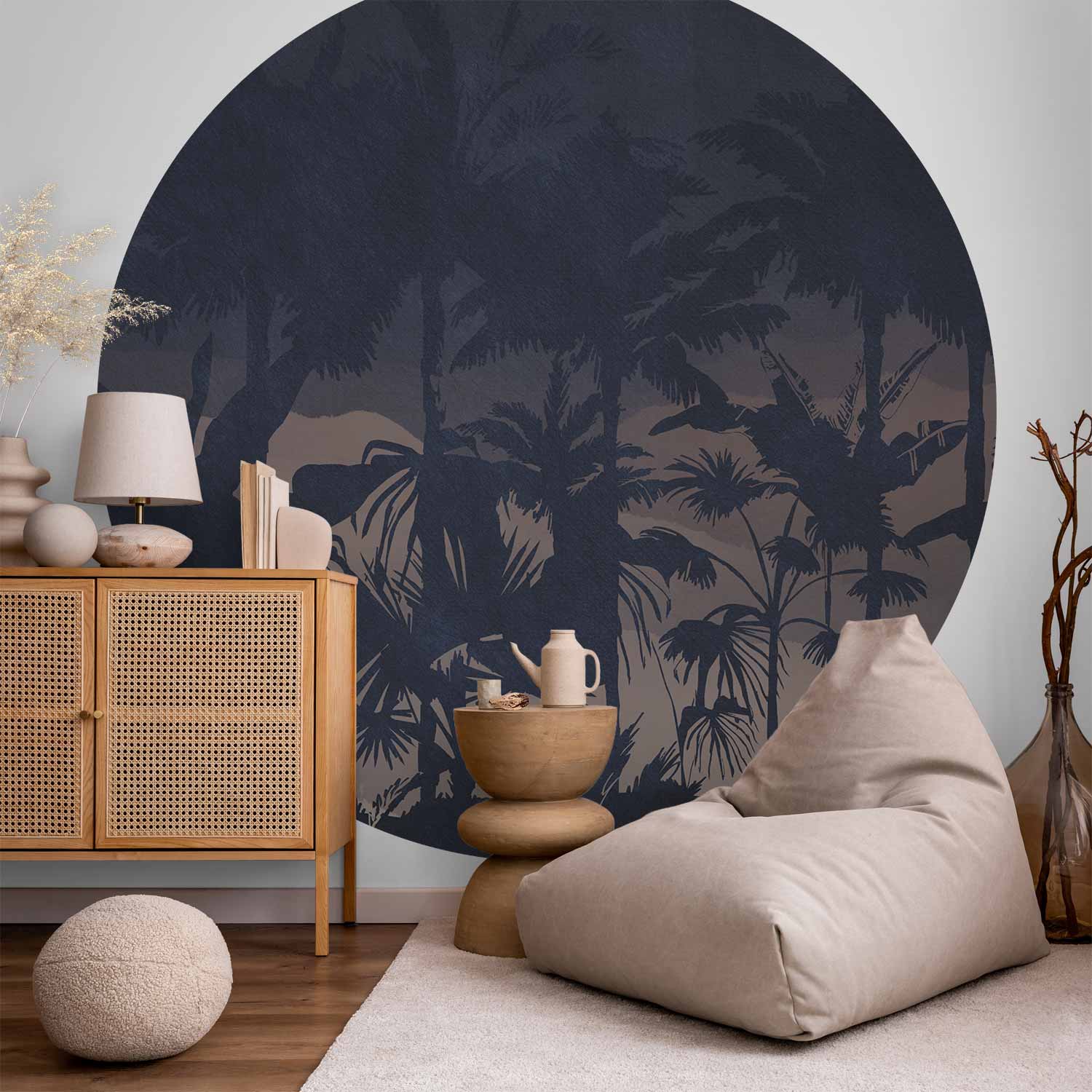 Round Wall Mural - Jungle At Night
