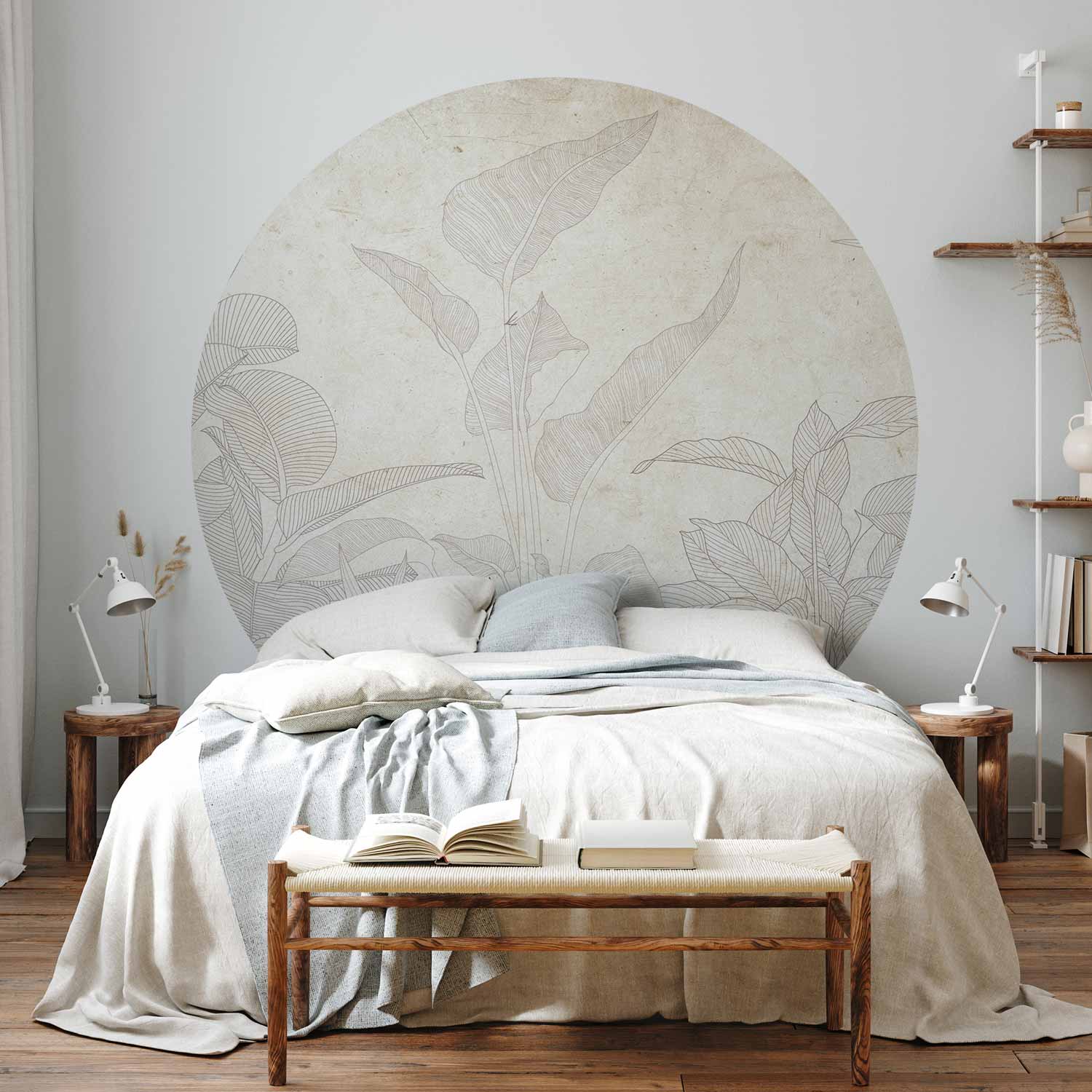 Round Wall Mural - Subtle Exotic Plants