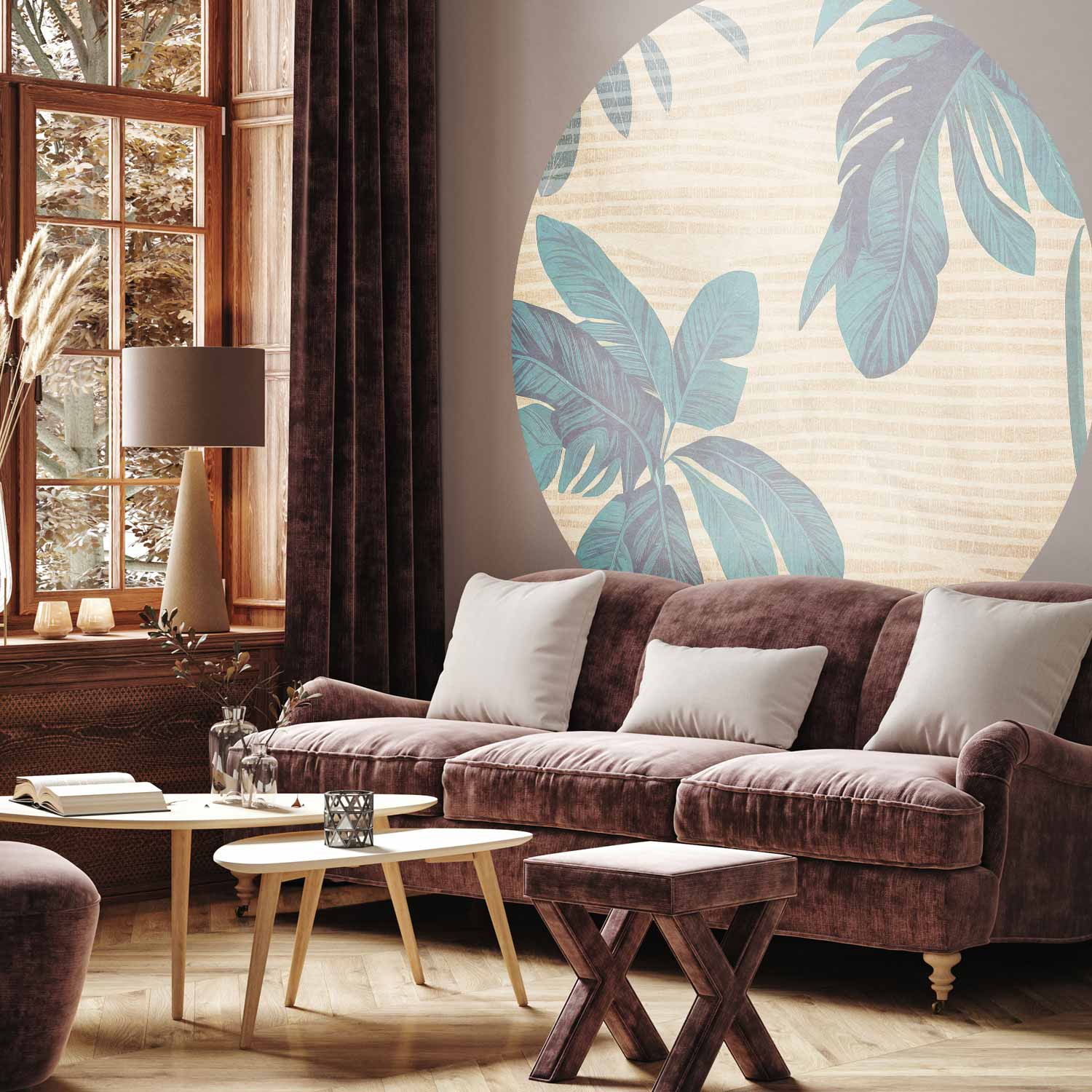 Round Wall Mural - Misty Tropics