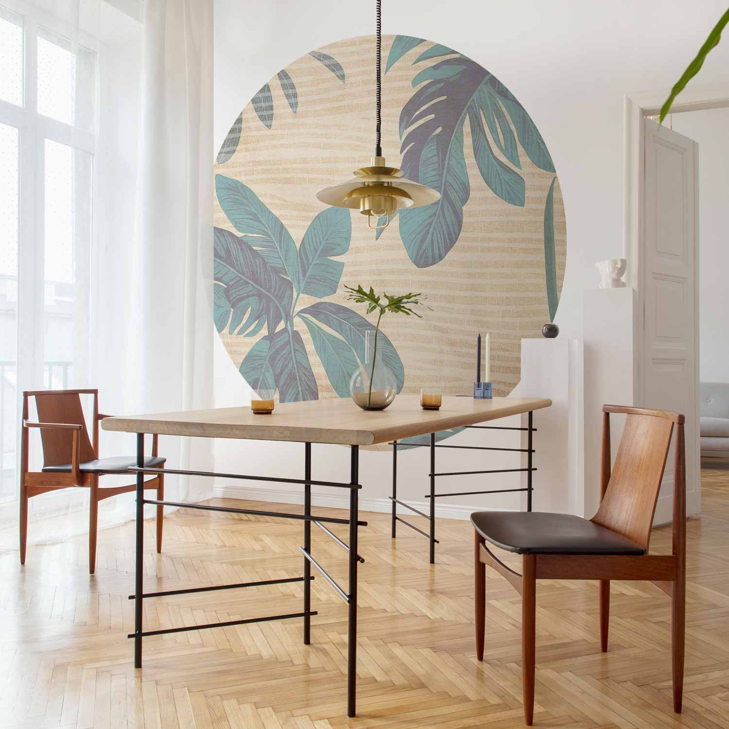 Round Wall Mural - Misty Tropics