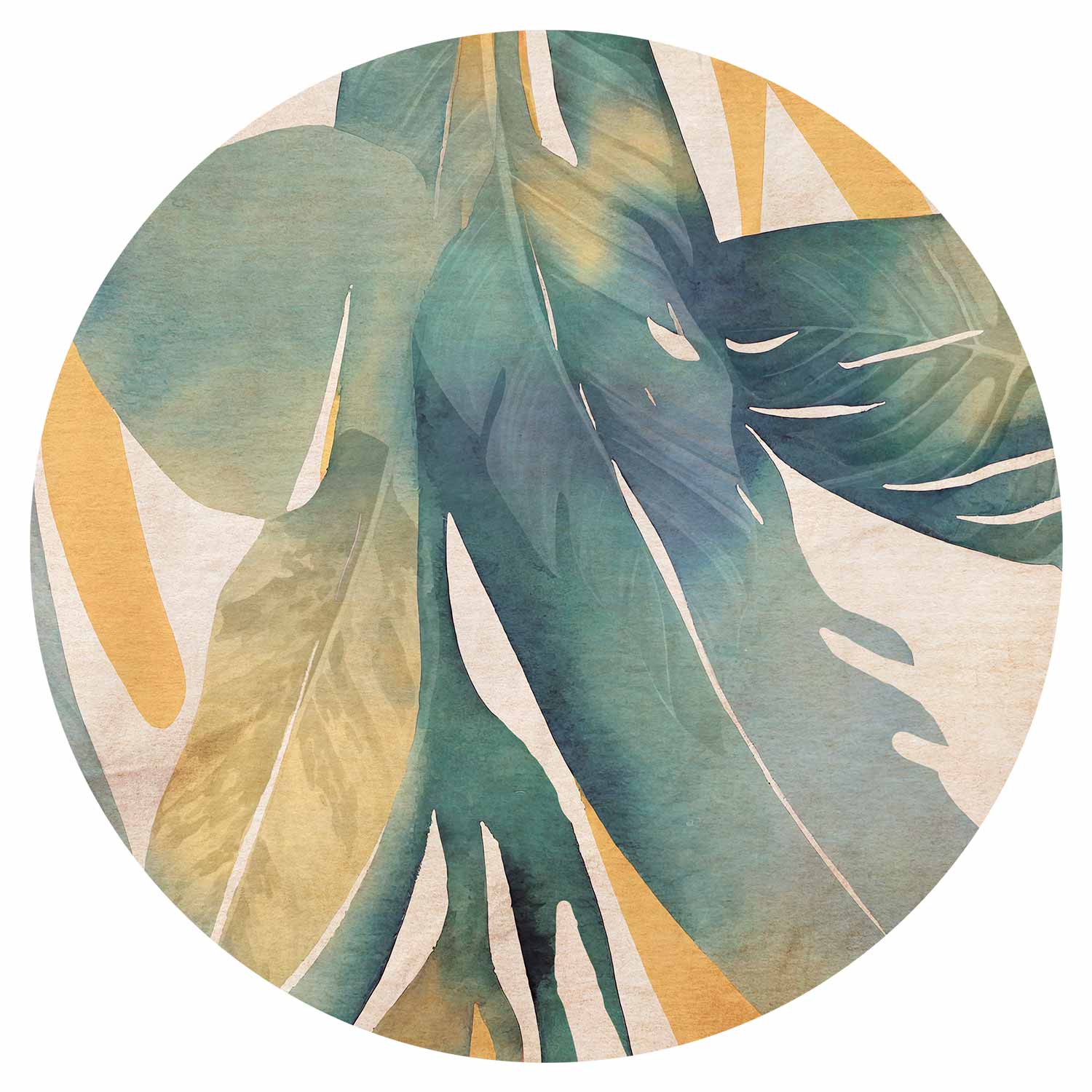 Round Wall Mural - Watercolour Tropics