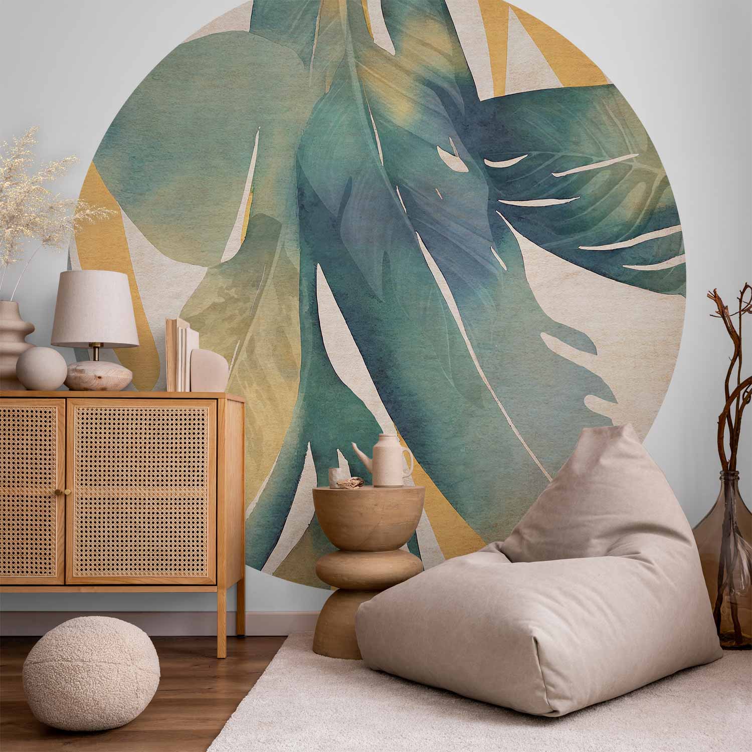 Round Wall Mural - Watercolour Tropics
