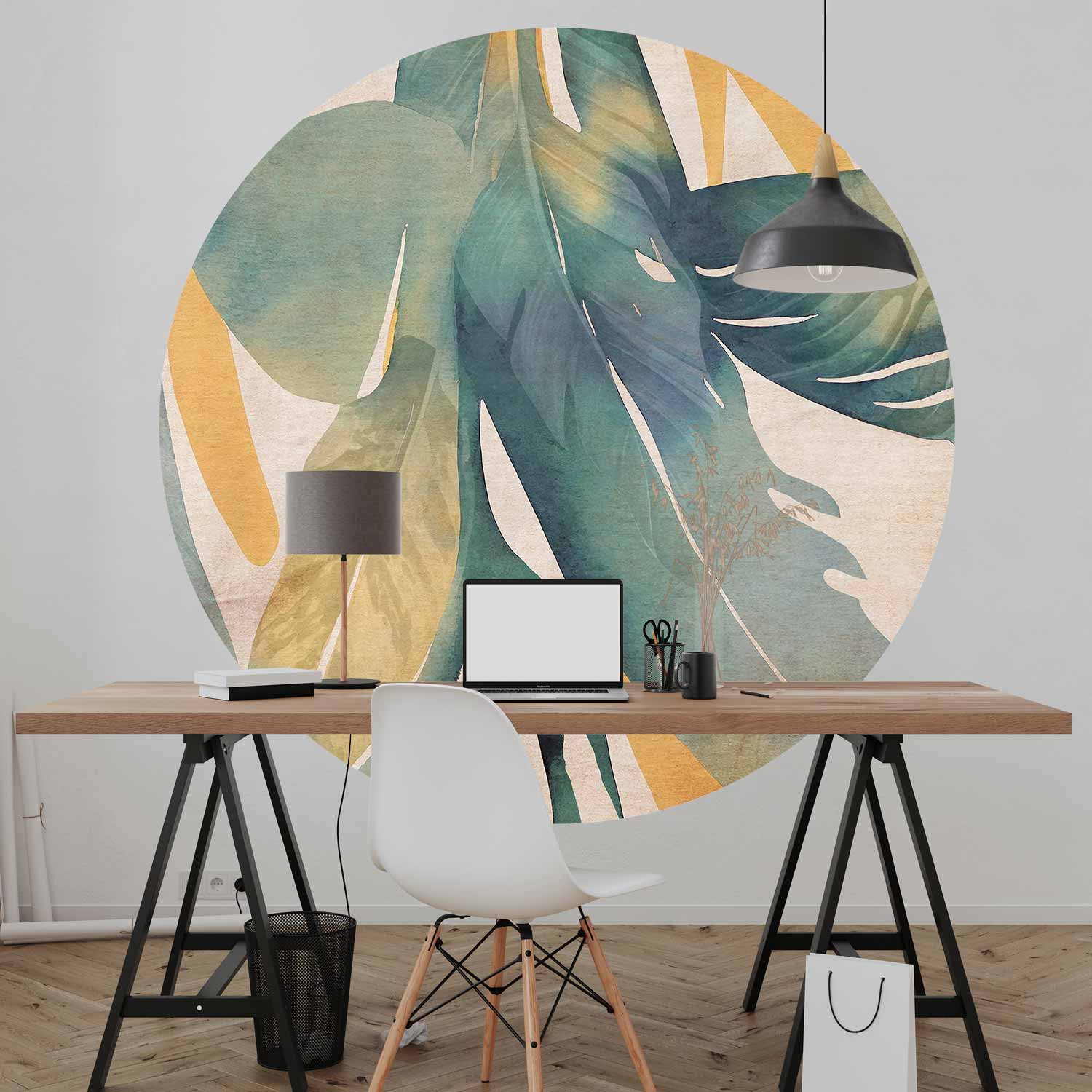 Round Wall Mural - Watercolour Tropics