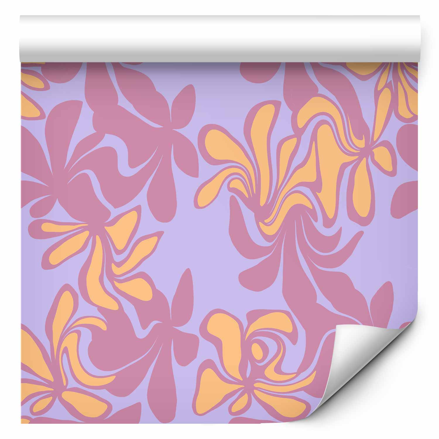 Repeating Wallpaper Roll - Exotic Purple Orange Flowers
