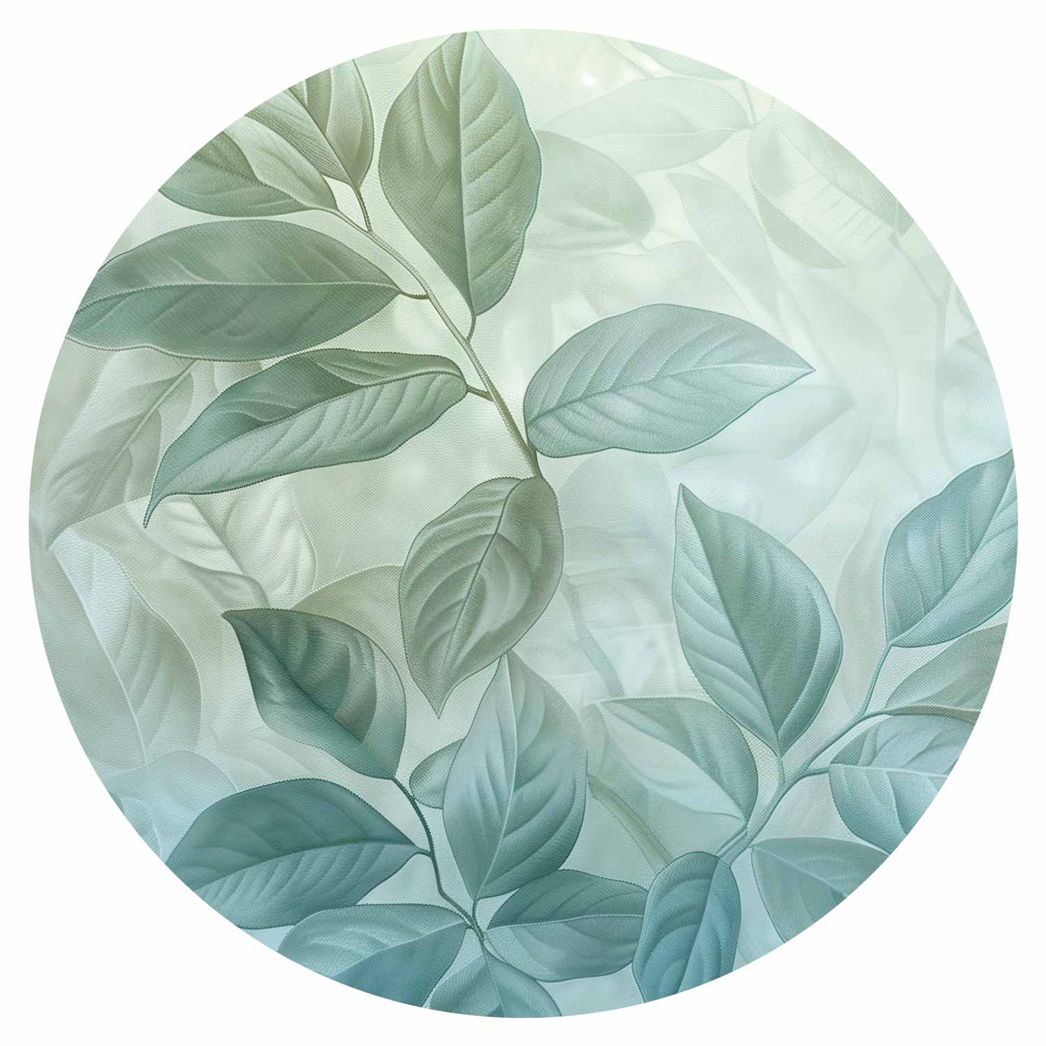 Round Wall Mural - Mint Leaves: Large Botanical Motif