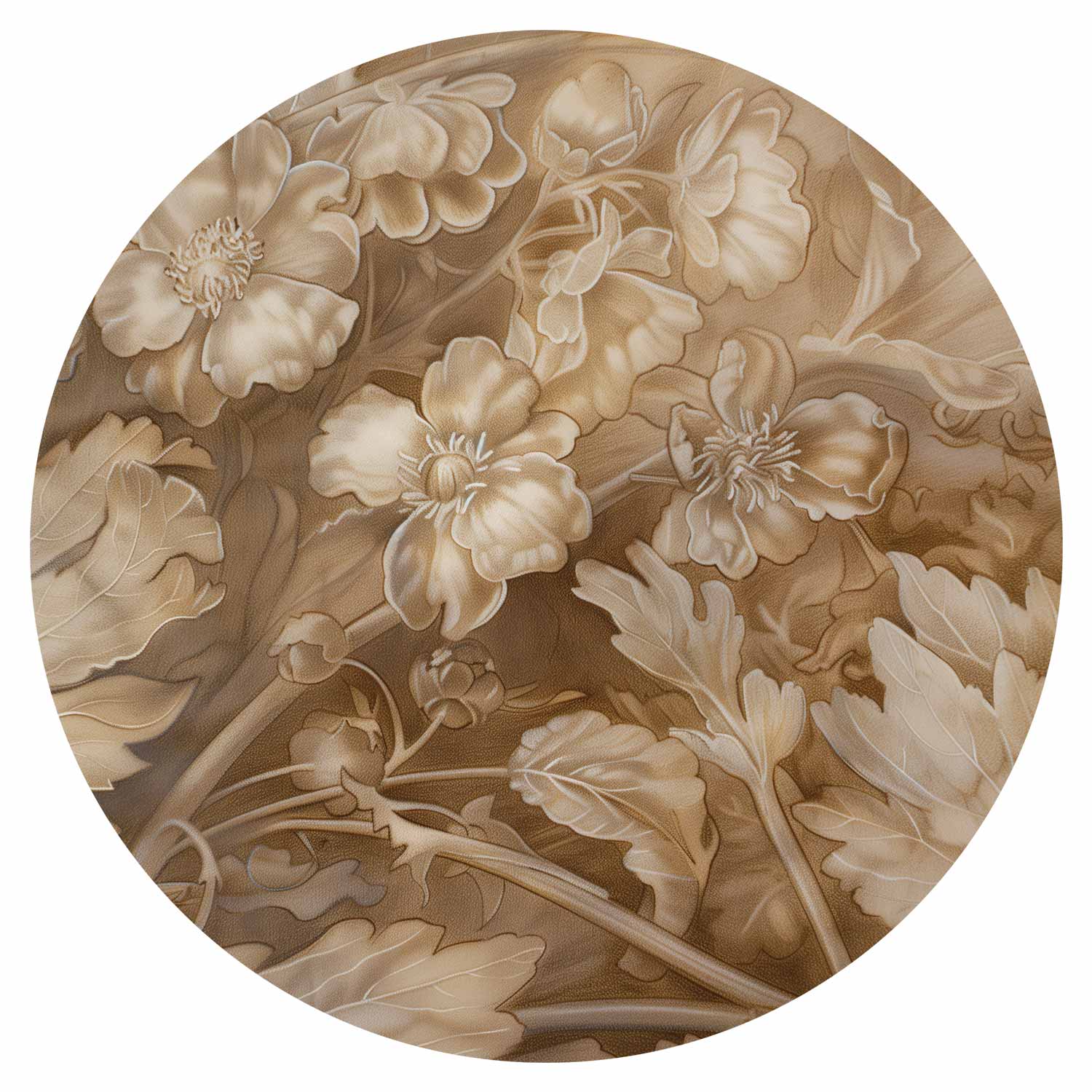Round Wall Mural - Carved Plant And Flower Ornaments