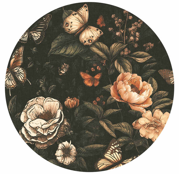 Round Wall Mural - Rustic Garden