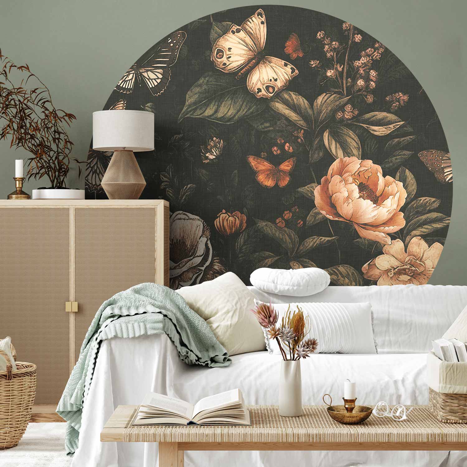 Round Wall Mural - Rustic Garden