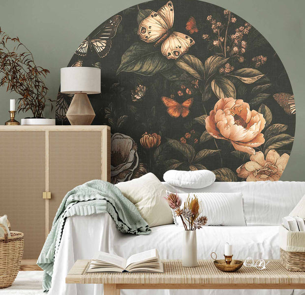Round Wall Mural - Rustic Garden
