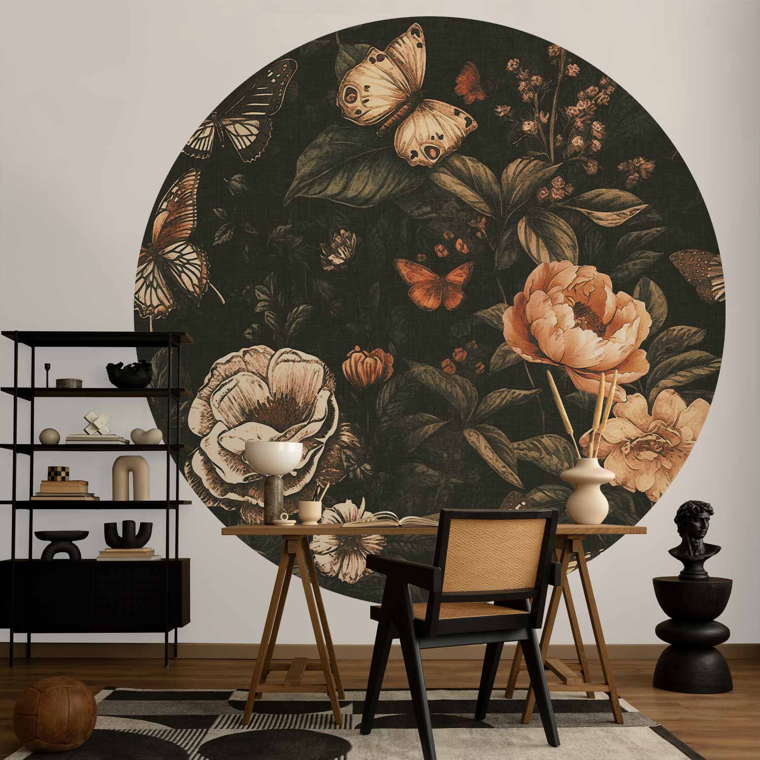 Round Wall Mural - Rustic Garden