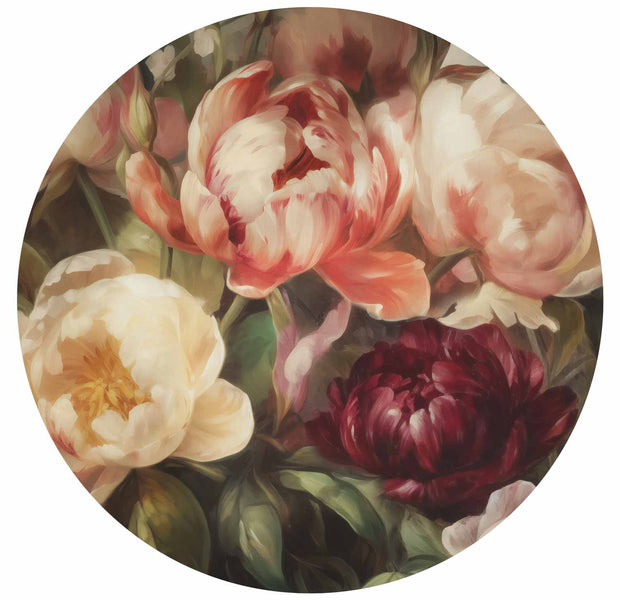 Round Wall Mural - Charismatic Peonies