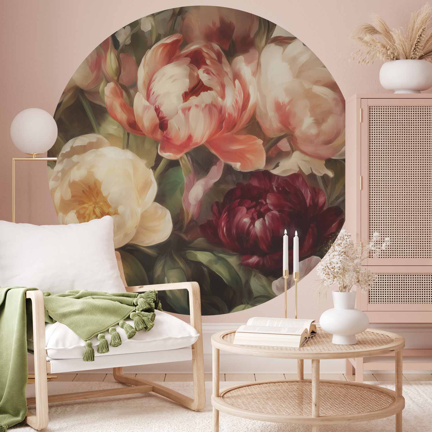 Round Wall Mural - Charismatic Peonies