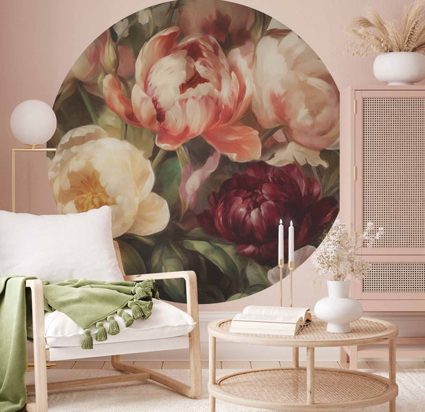 Round Wall Mural - Charismatic Peonies