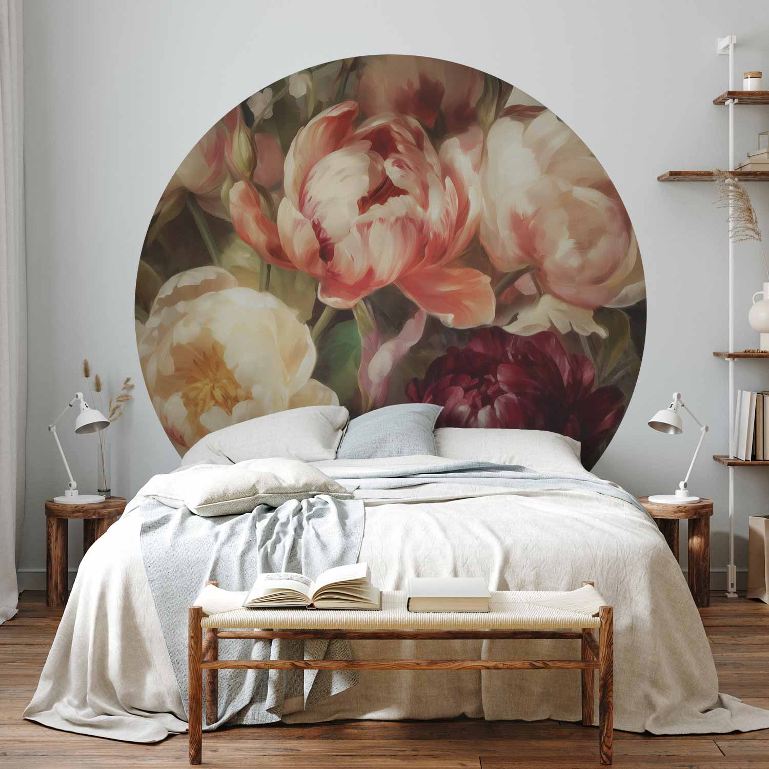 Round Wall Mural - Charismatic Peonies