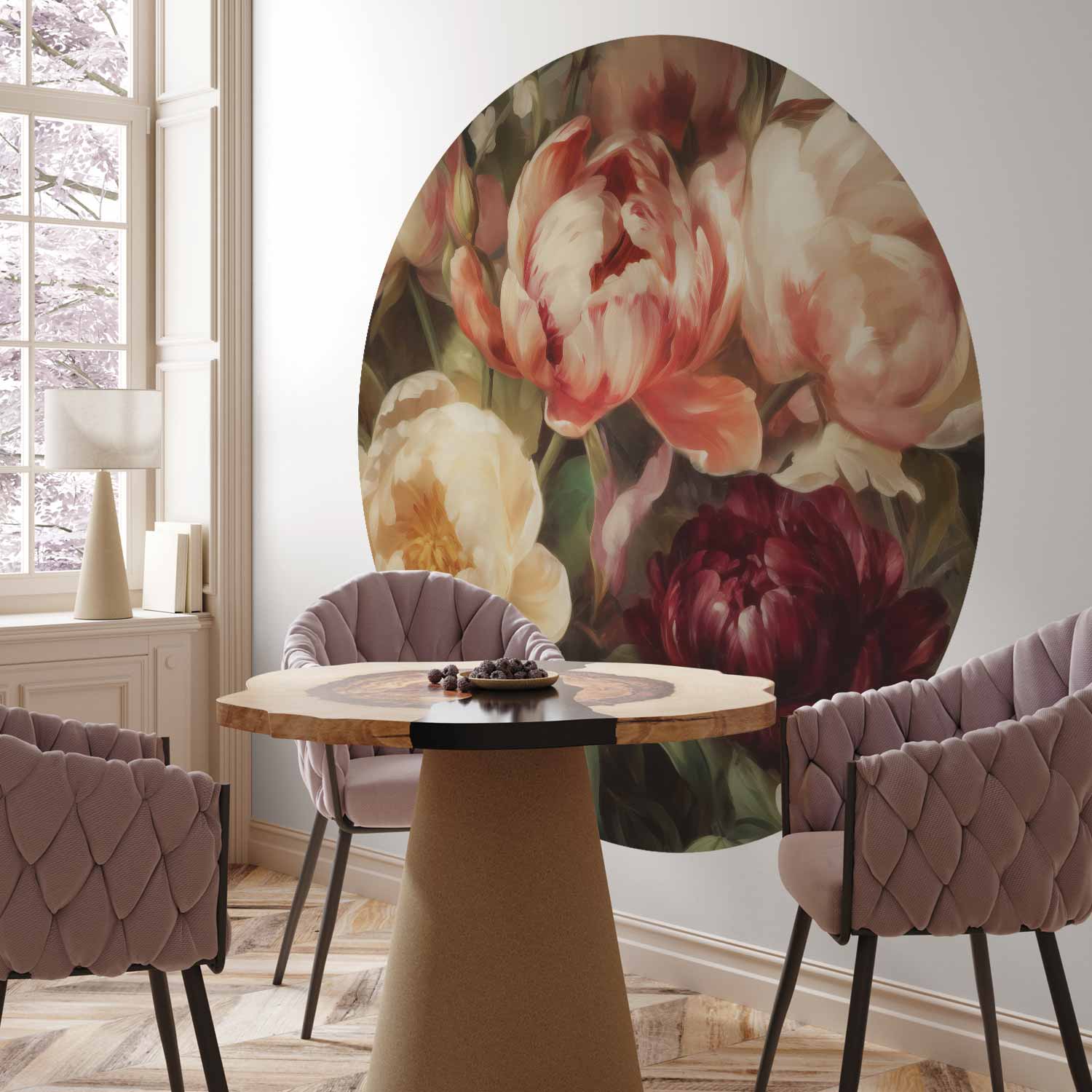Round Wall Mural - Charismatic Peonies