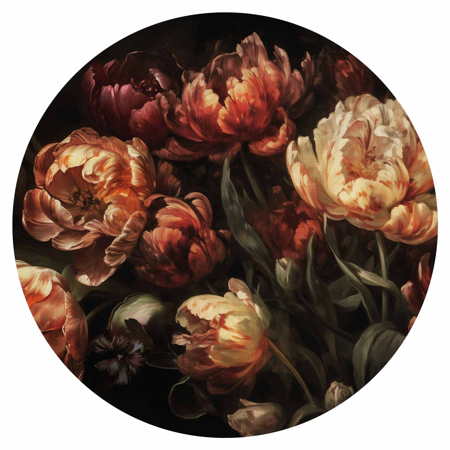 Round Wall Mural - Blooming Tulips