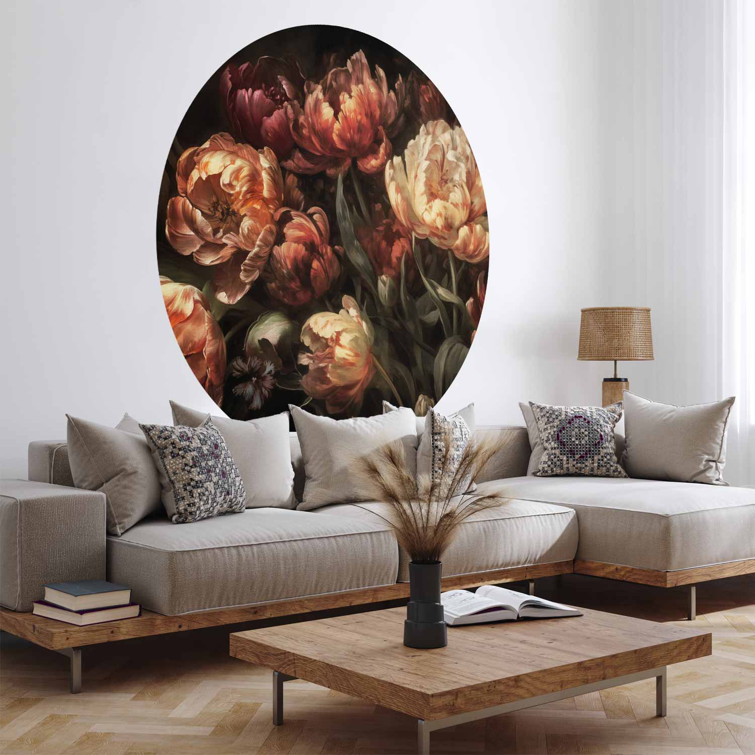 Round Wall Mural - Blooming Tulips