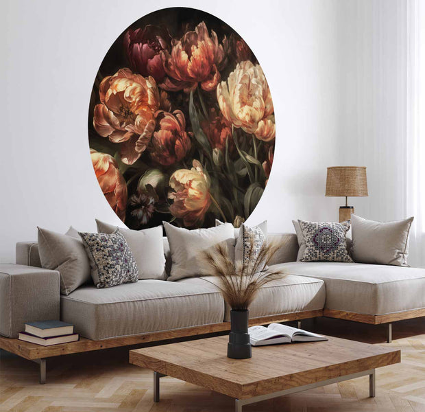 Round Wall Mural - Blooming Tulips