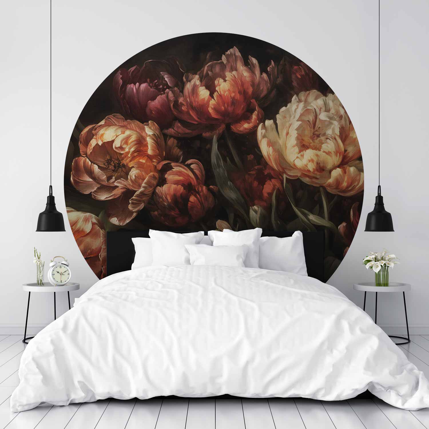 Round Wall Mural - Blooming Tulips
