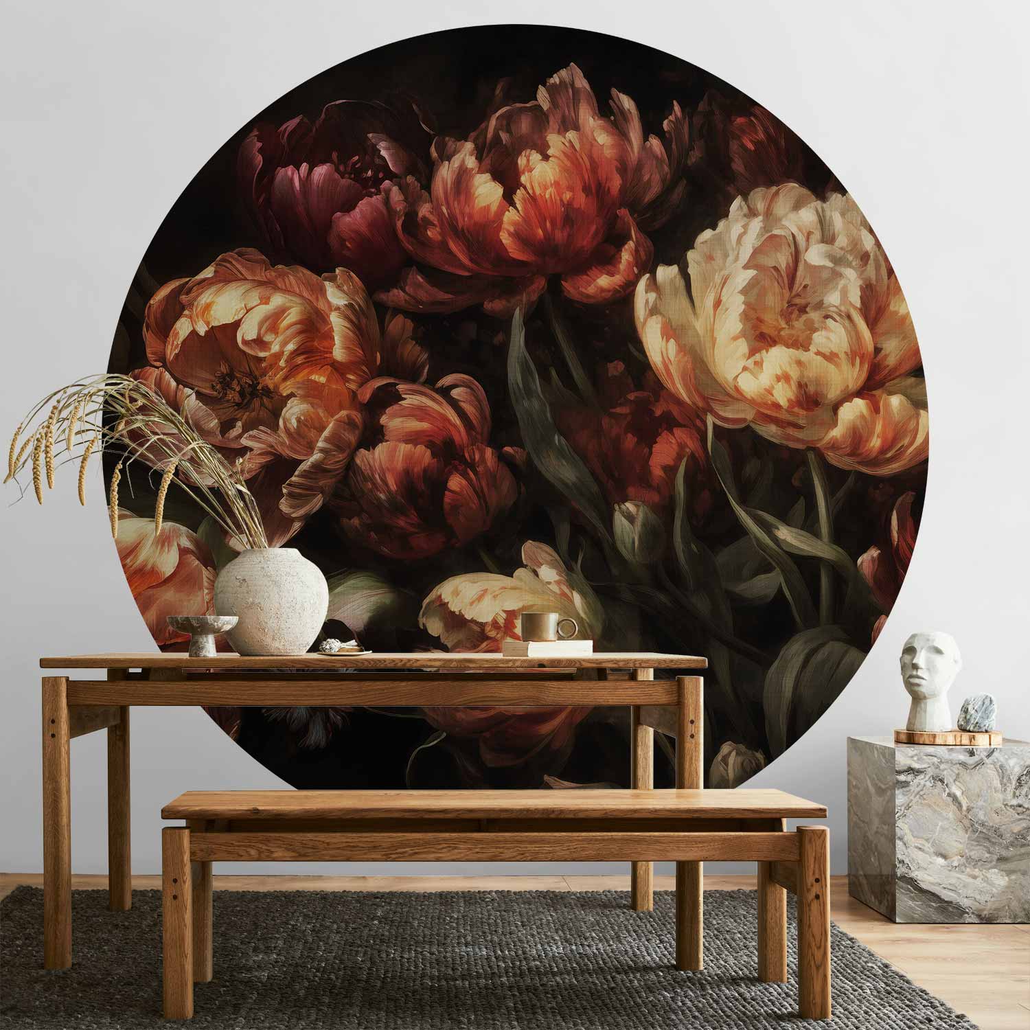 Round Wall Mural - Blooming Tulips