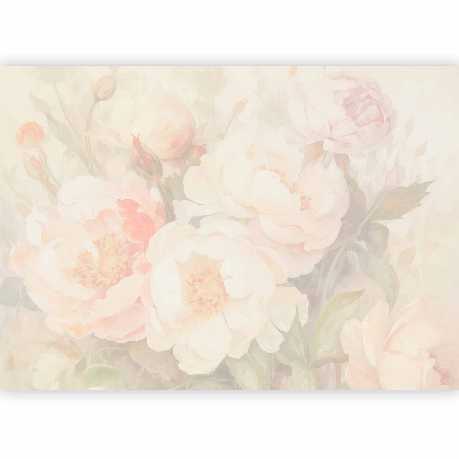 Premium Floral Wall Mural - Peonies In The Mist