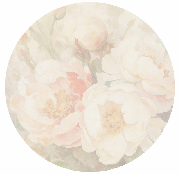 Round Wall Mural - Peonies In The Mist