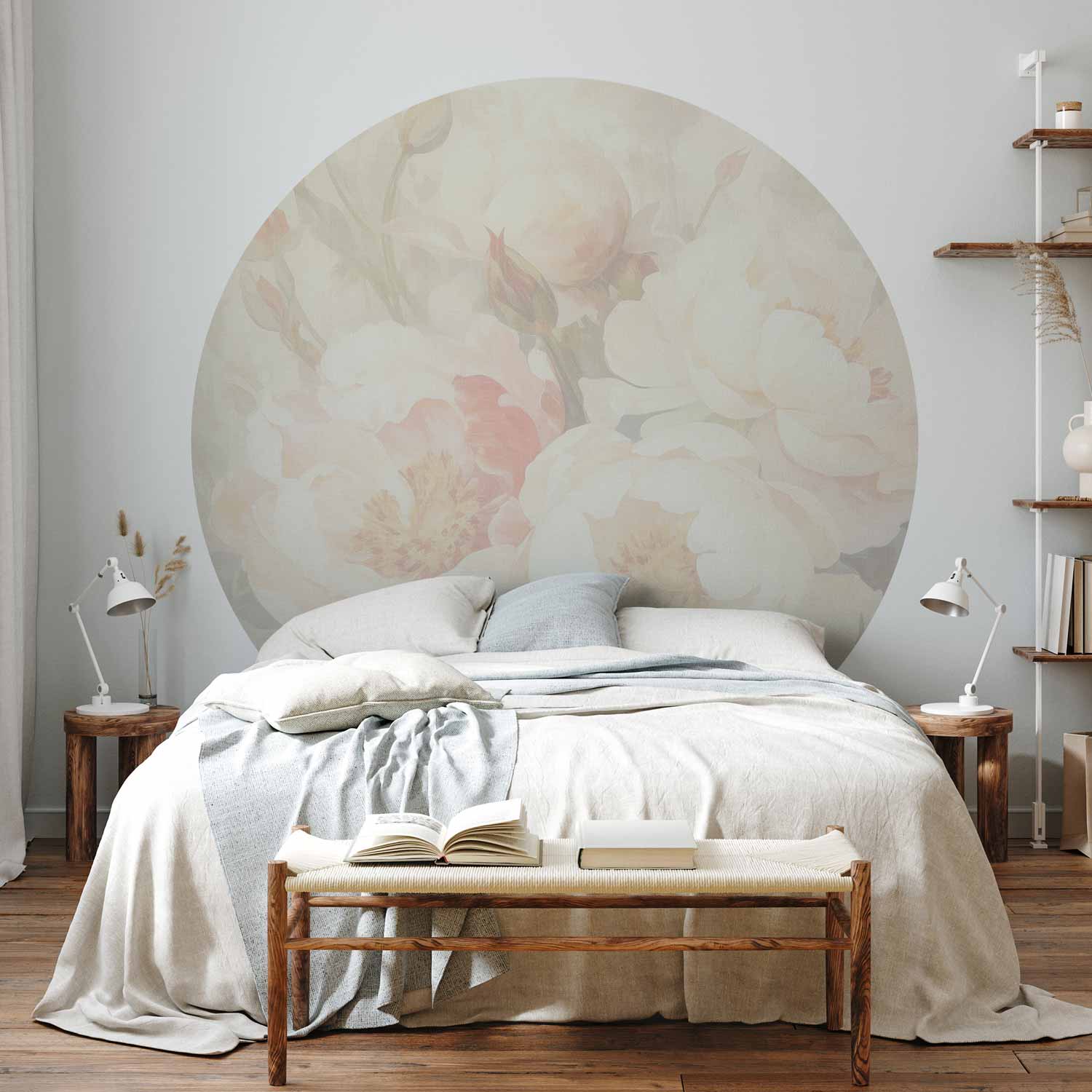 Round Wall Mural - Peonies In The Mist