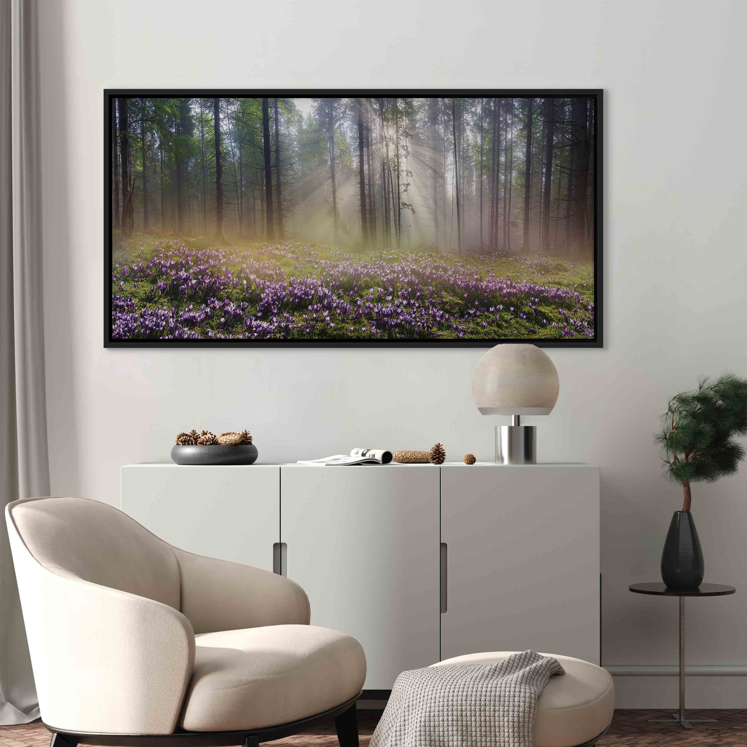 Floating Framed Canvas Art - Purple Meadow