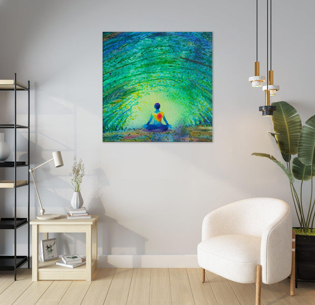 Spiritual Watercolor Chakra Forest Tunnel Canvas Art
