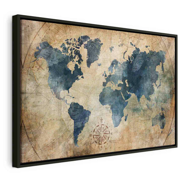 Floating Framed Canvas Art - Retro Map