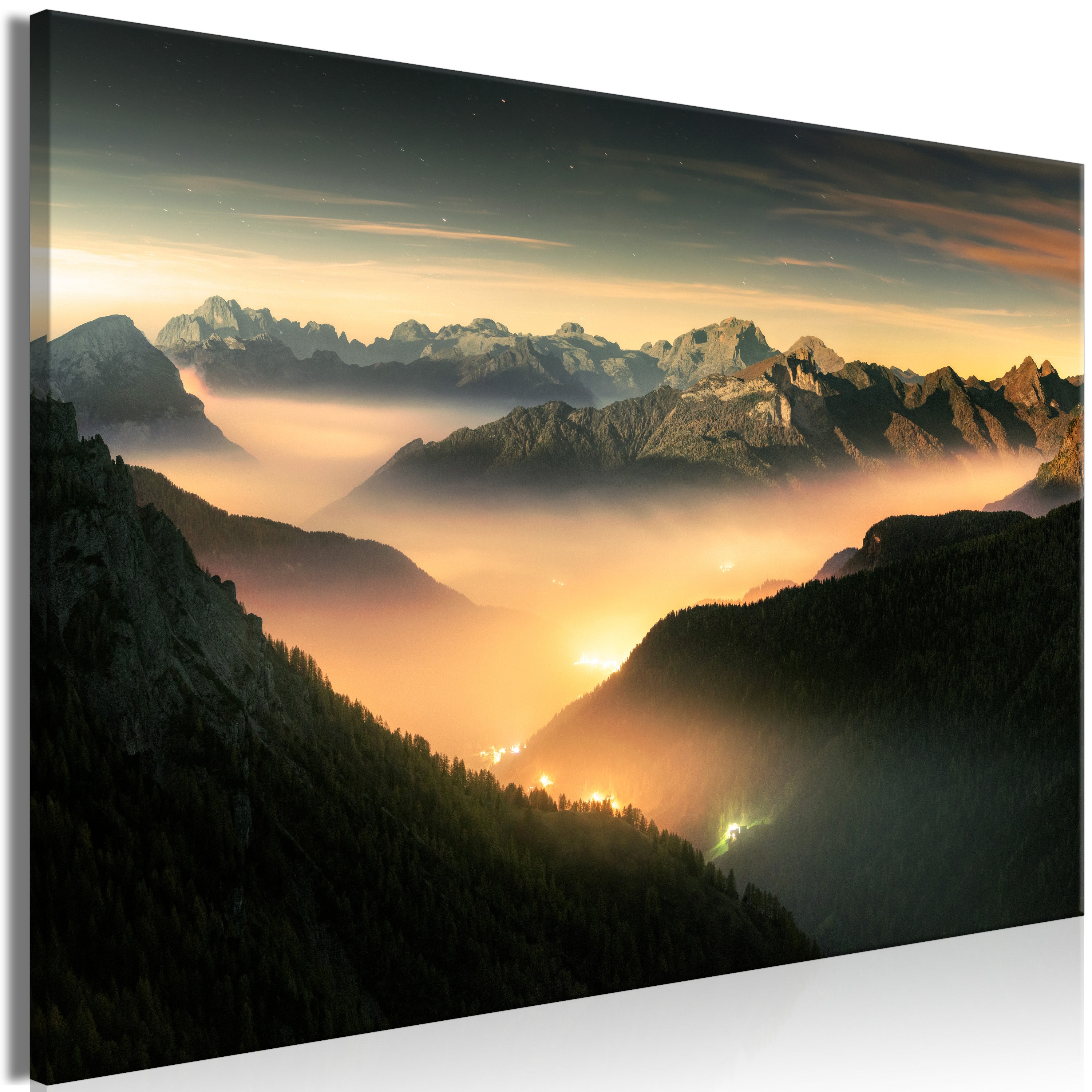 Landscape Canvas Wall Art - Mountain Night Breath