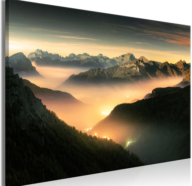 Landscape Canvas Wall Art - Mountain Night Breath
