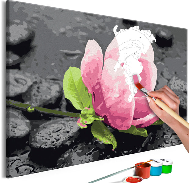 Paint By Numbers Kit - Pink Flower and Stones