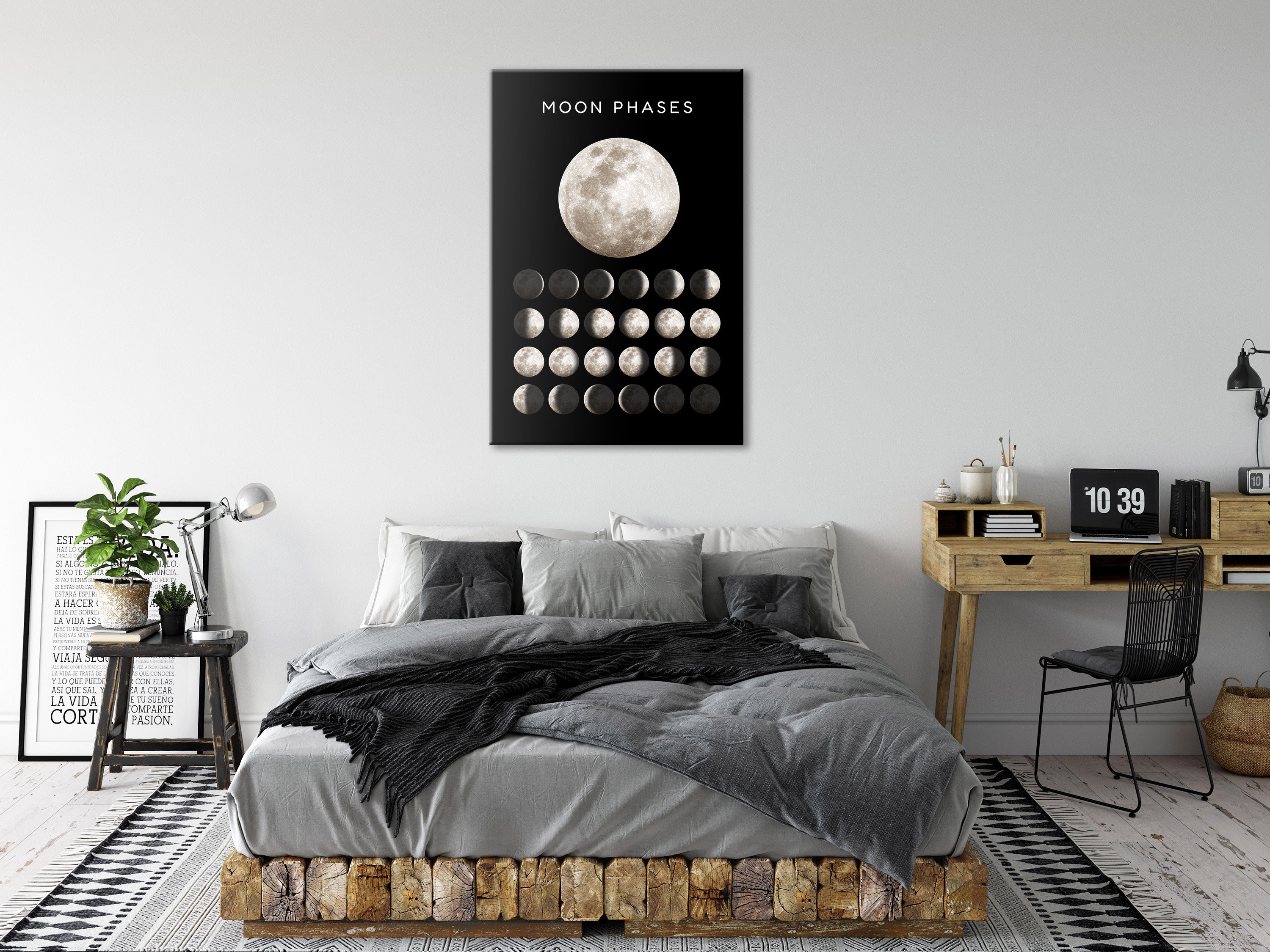 Retro Canvas Wall Art - Moon Phases