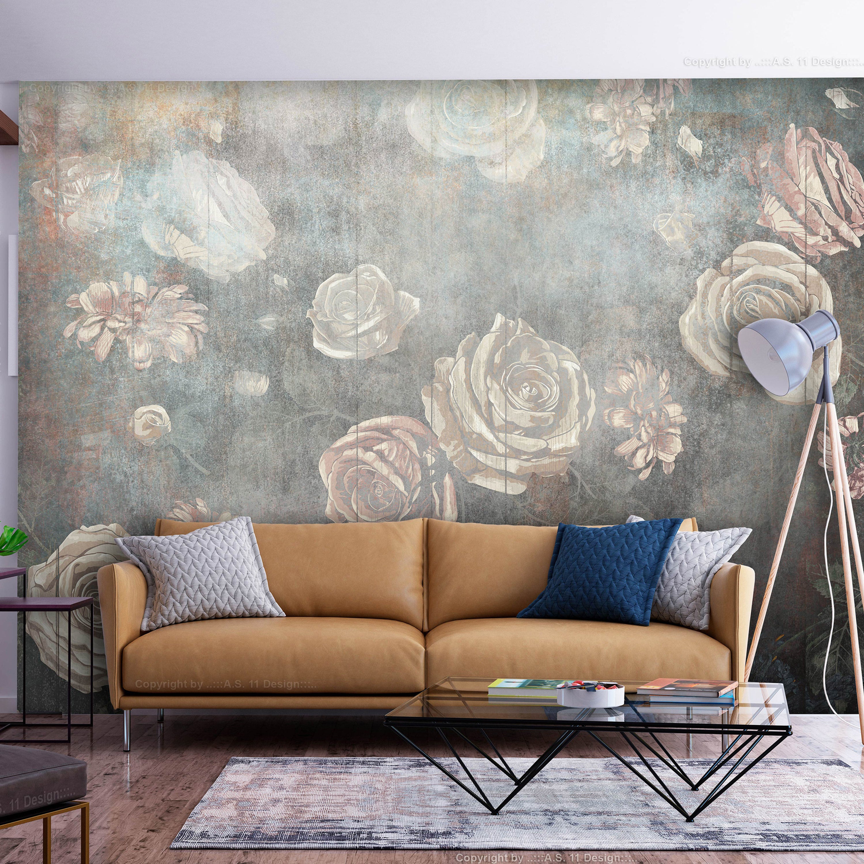 Floral Wallpaper Wall Mural - Misty Roses