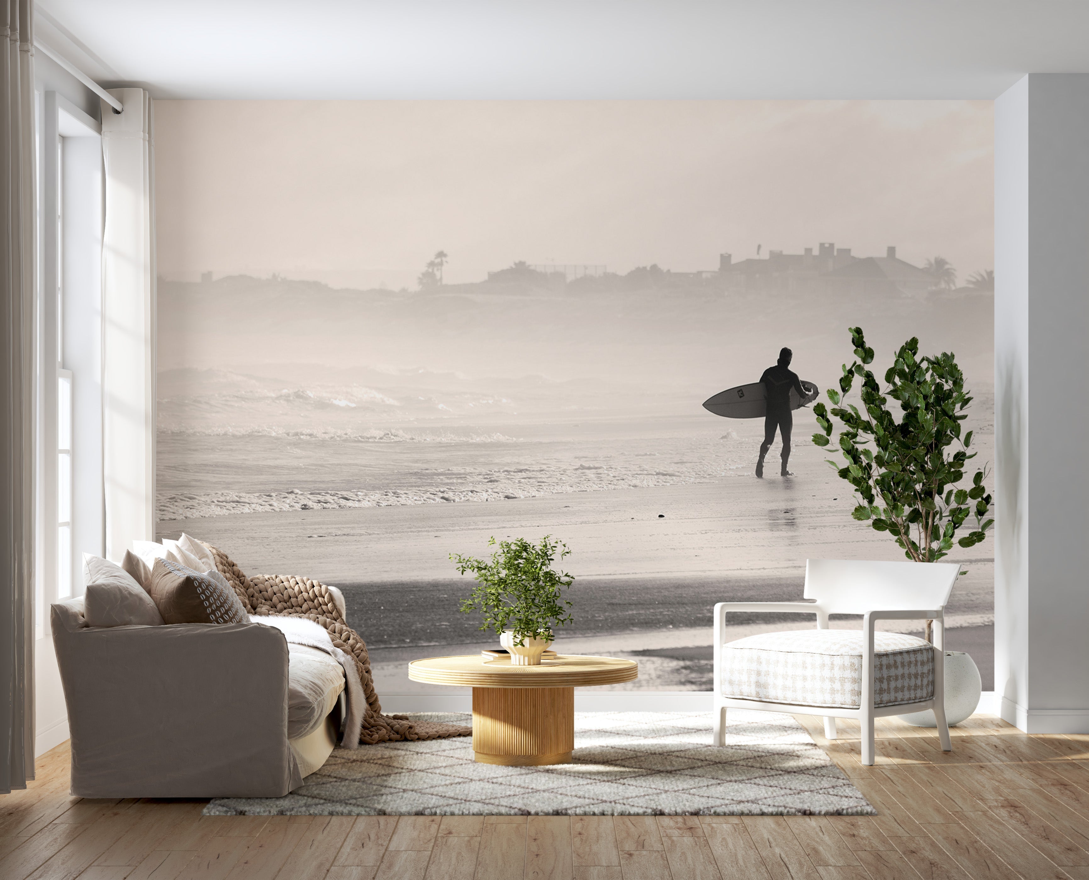 Beach Wallpaper Wall Mural - Surfer by the Ocean-Tiptophomedecor