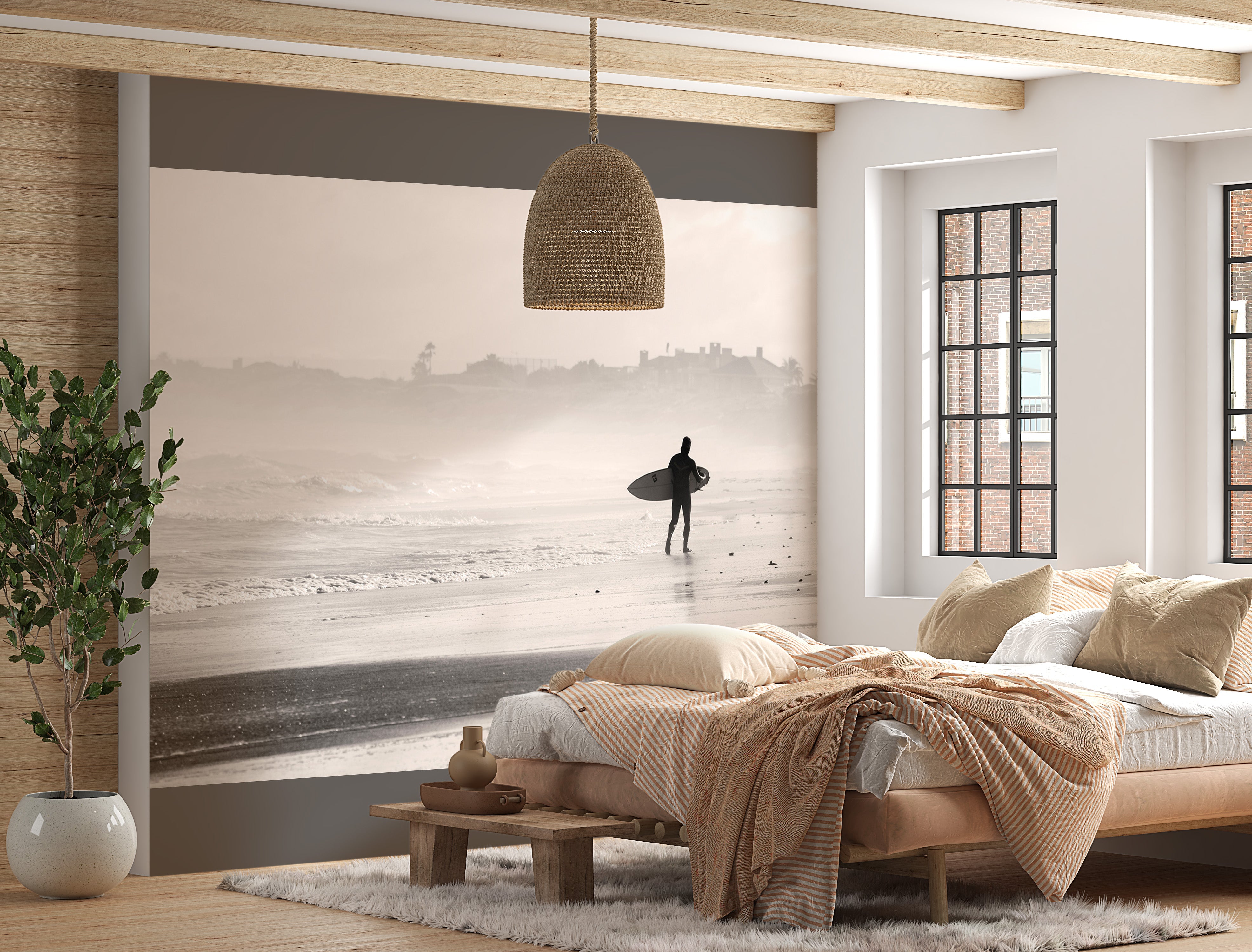 Beach Wallpaper Wall Mural - Surfer by the Ocean-Tiptophomedecor