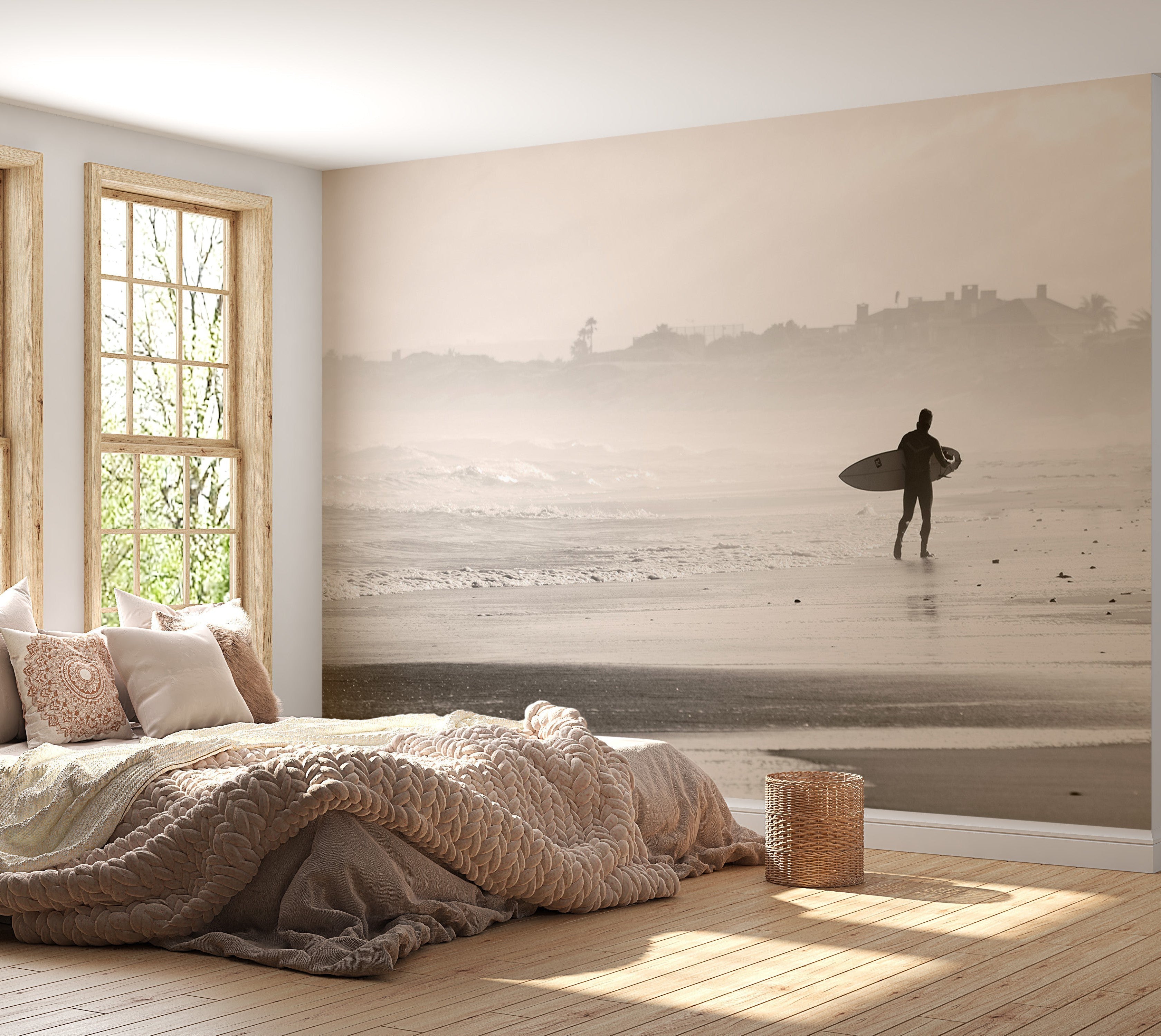 Beach Wallpaper Wall Mural - Surfer by the Ocean-Tiptophomedecor