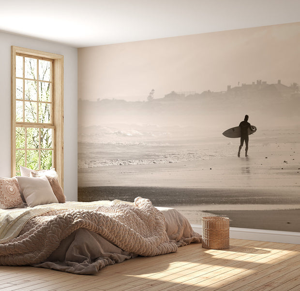 Beach Wallpaper Wall Mural - Surfer by the Ocean-Tiptophomedecor