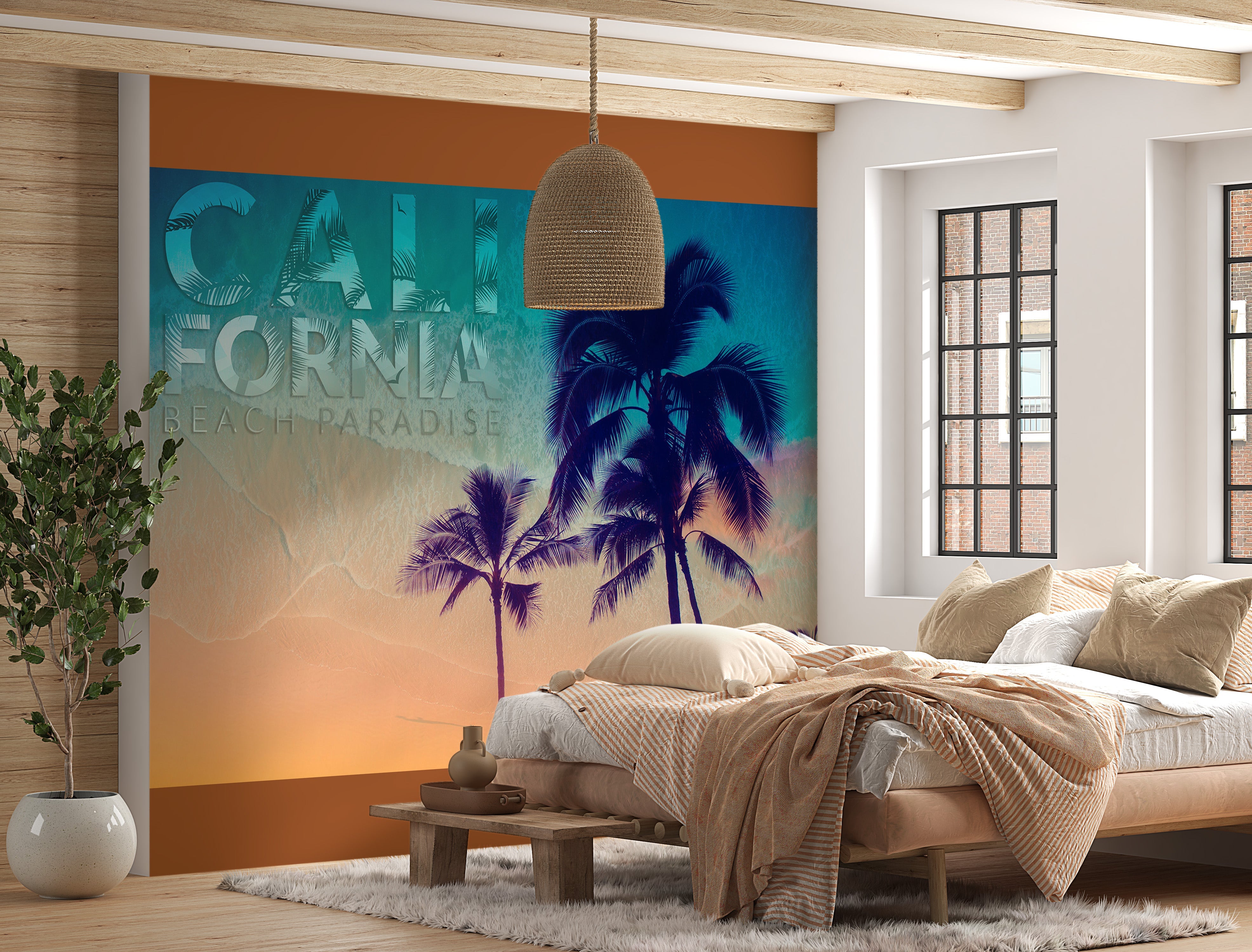 Beach Wallpaper Wall Mural - Tropical California Beach-Tiptophomedecor