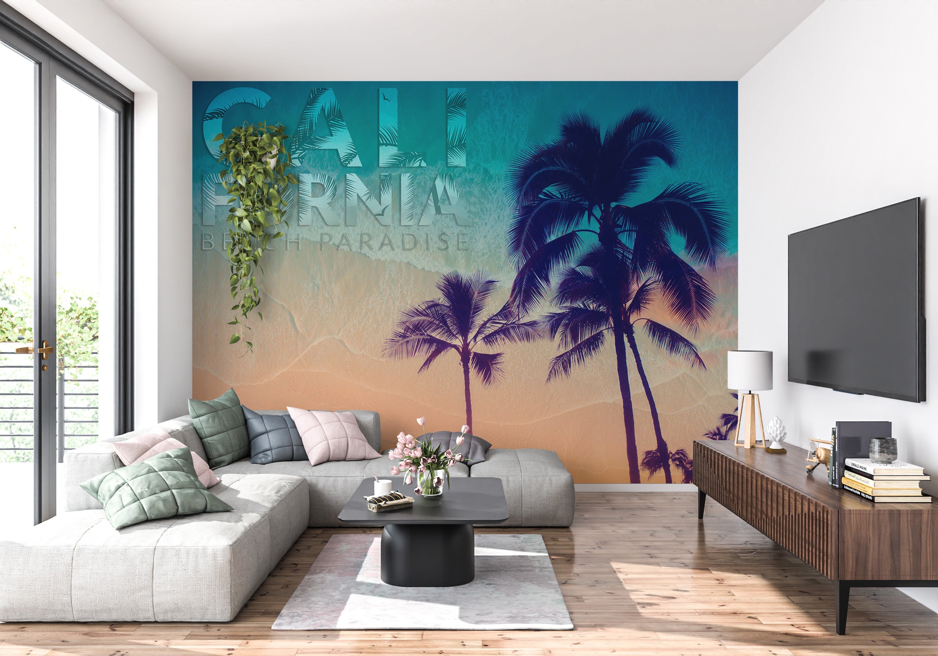 Beach Wallpaper Wall Mural - Tropical California Beach-Tiptophomedecor