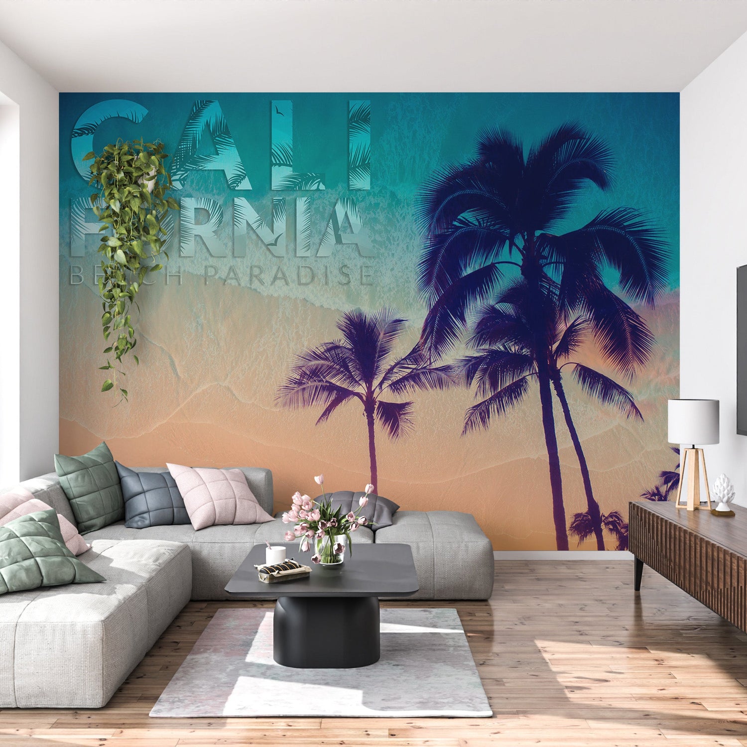 Beach Wallpaper Wall Mural - Tropical California Beach-Tiptophomedecor