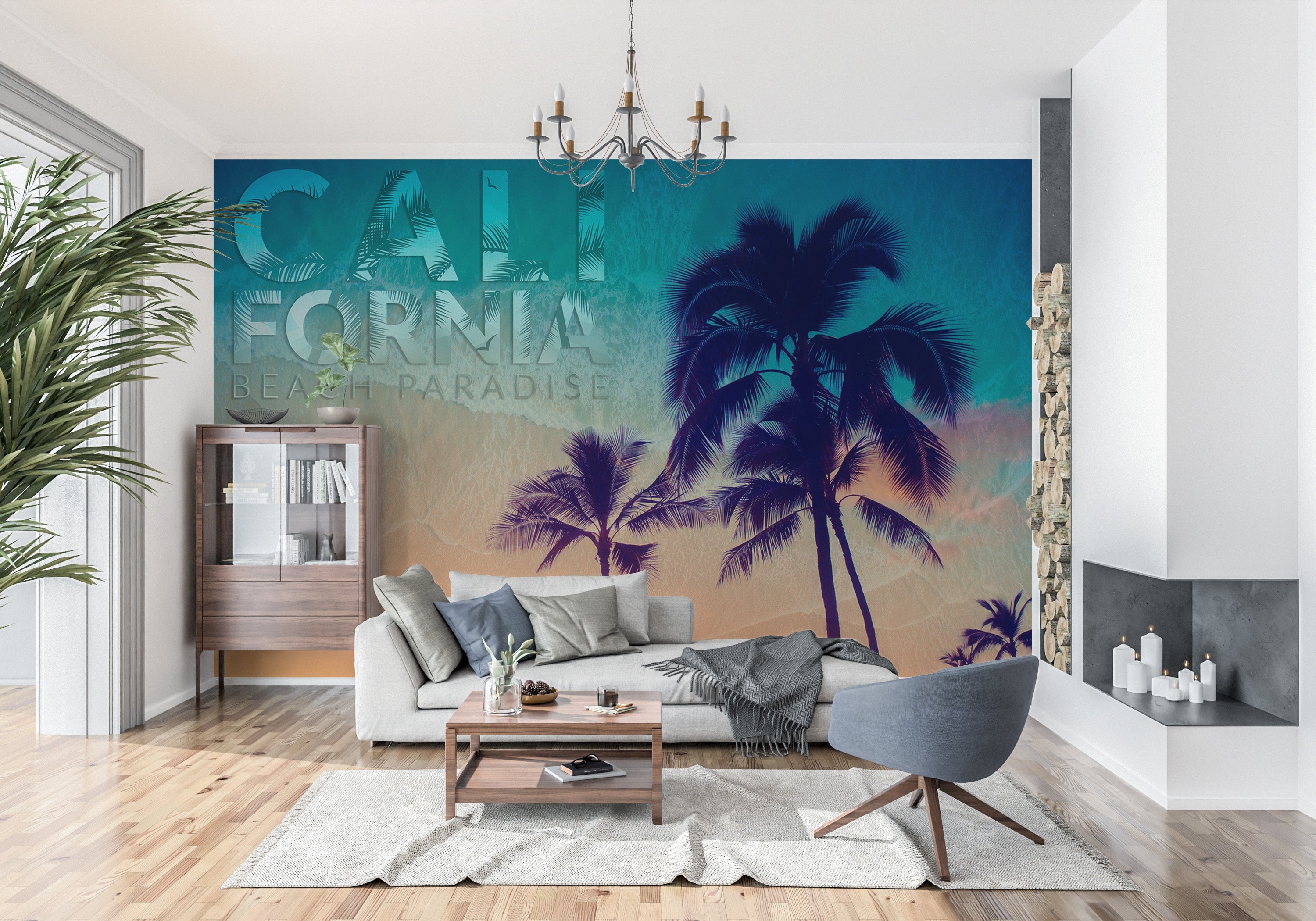 Beach Wallpaper Wall Mural - Tropical California Beach-Tiptophomedecor