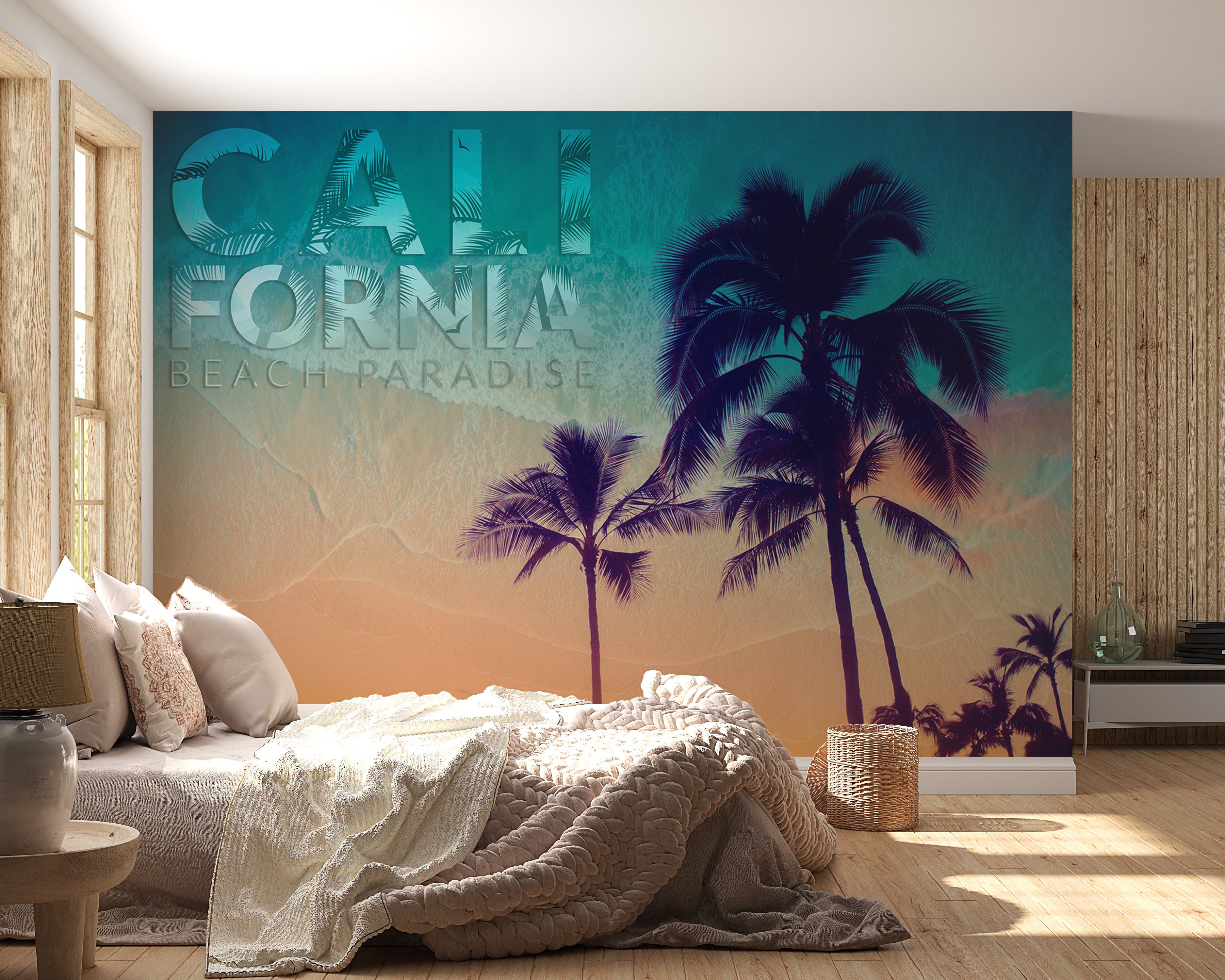 Beach Wallpaper Wall Mural - Tropical California Beach-Tiptophomedecor