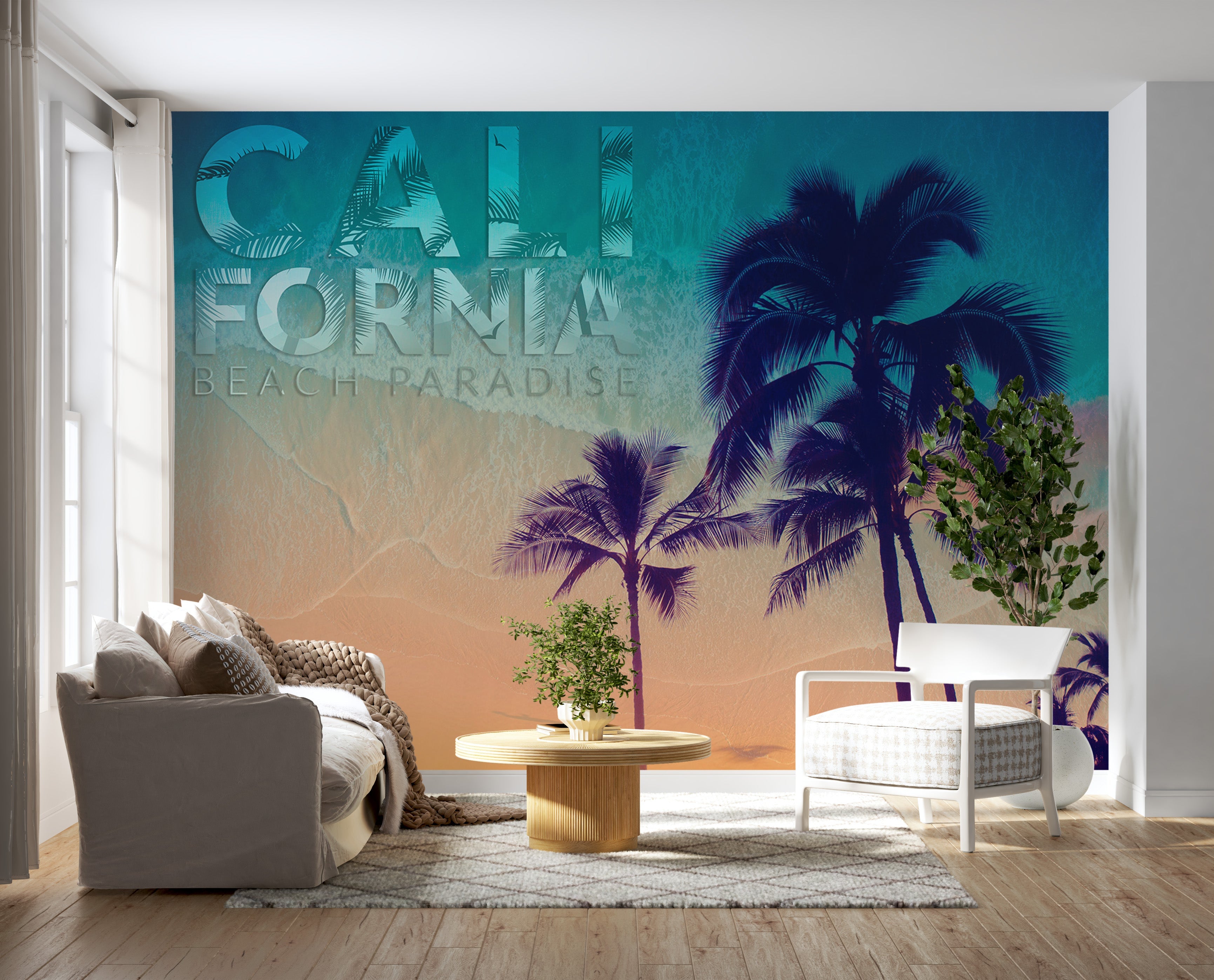 Beach Wallpaper Wall Mural - Tropical California Beach-Tiptophomedecor