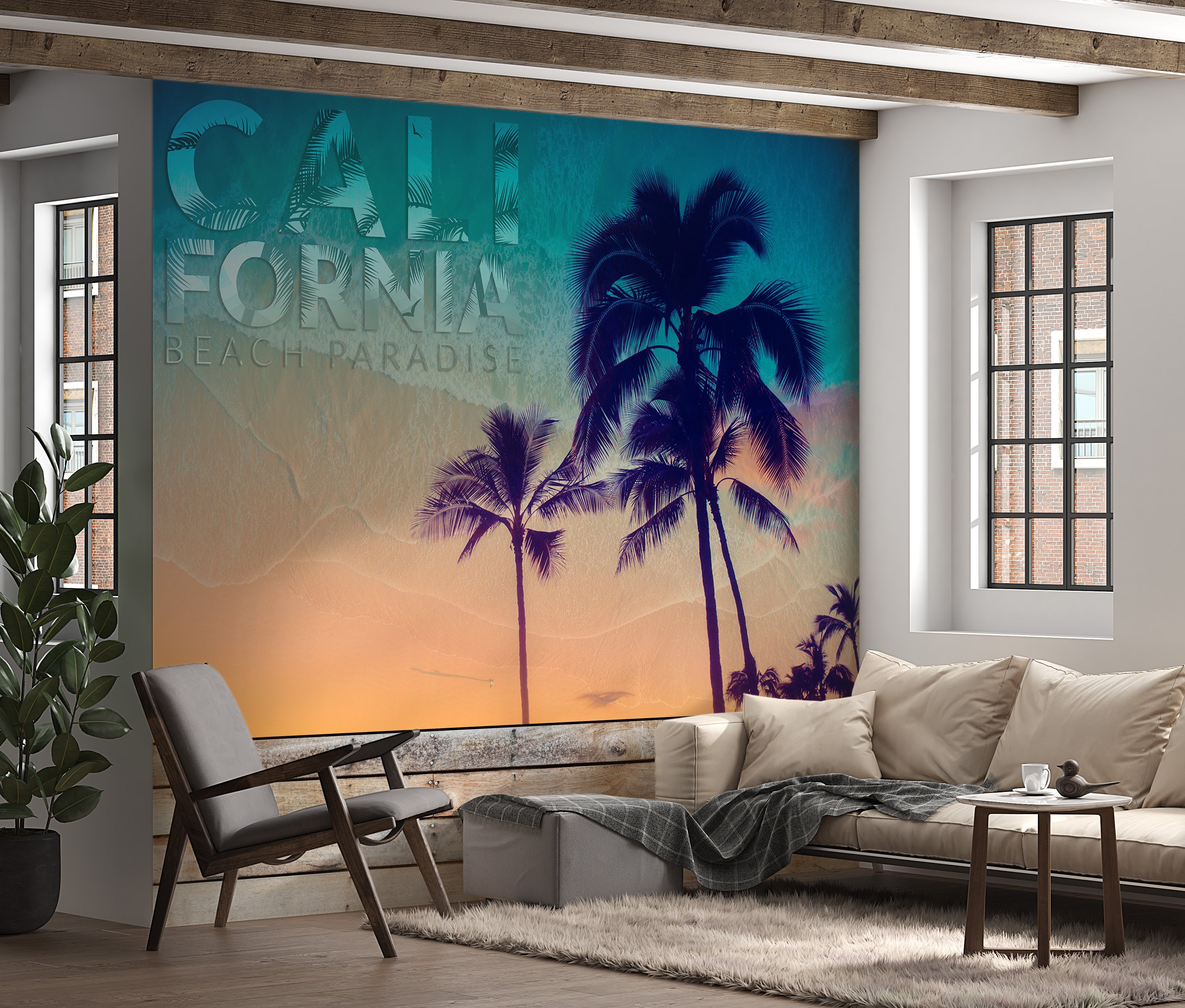 Beach Wallpaper Wall Mural - Tropical California Beach-Tiptophomedecor