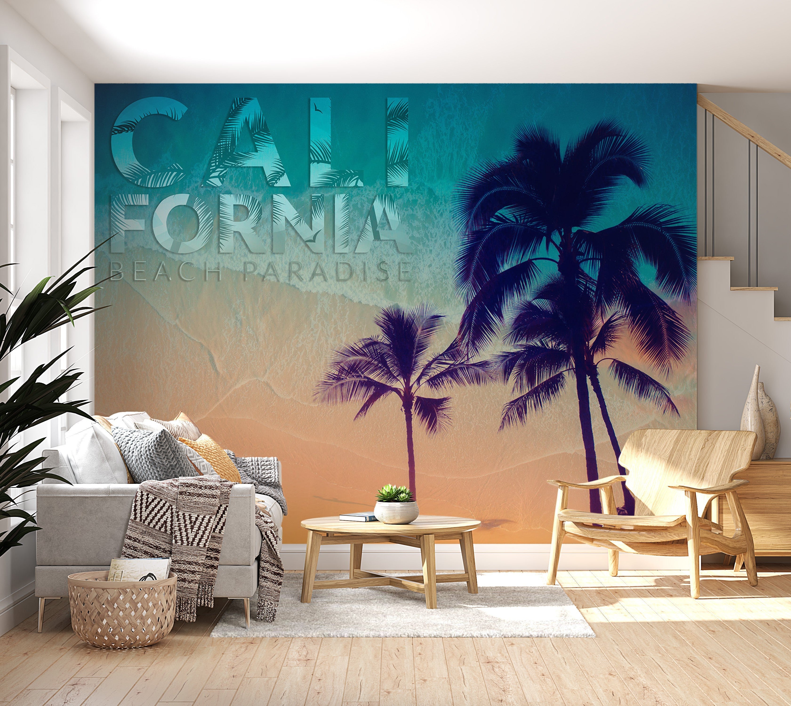 Beach Wallpaper Wall Mural - Tropical California Beach-Tiptophomedecor