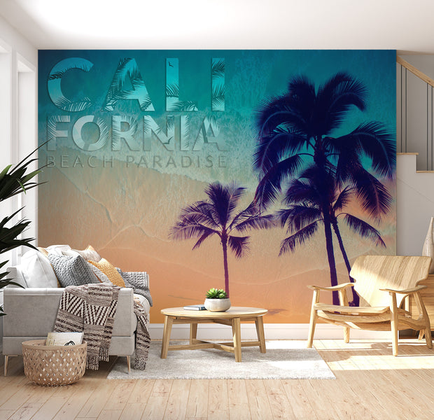 Beach Wallpaper Wall Mural - Tropical California Beach-Tiptophomedecor