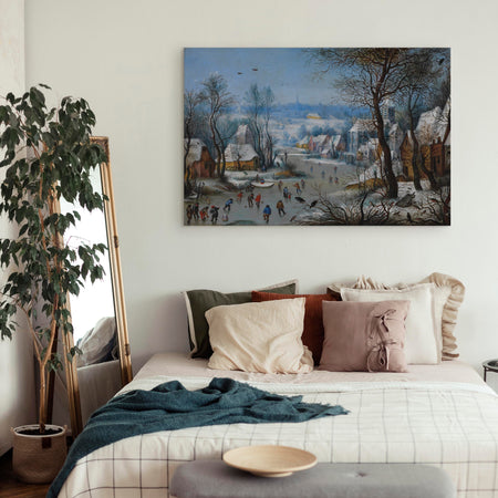 Reproduction Canvas Wall Art - Winter Landscape Bird Trap